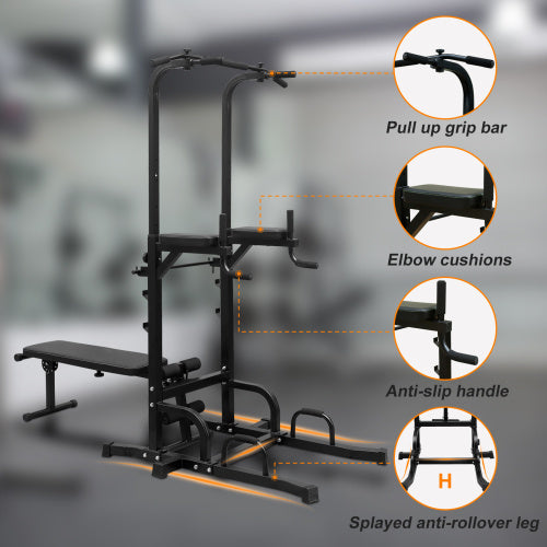 Multi-Function Pull-Up, Dip & Bench Training Tower for Home Fitness