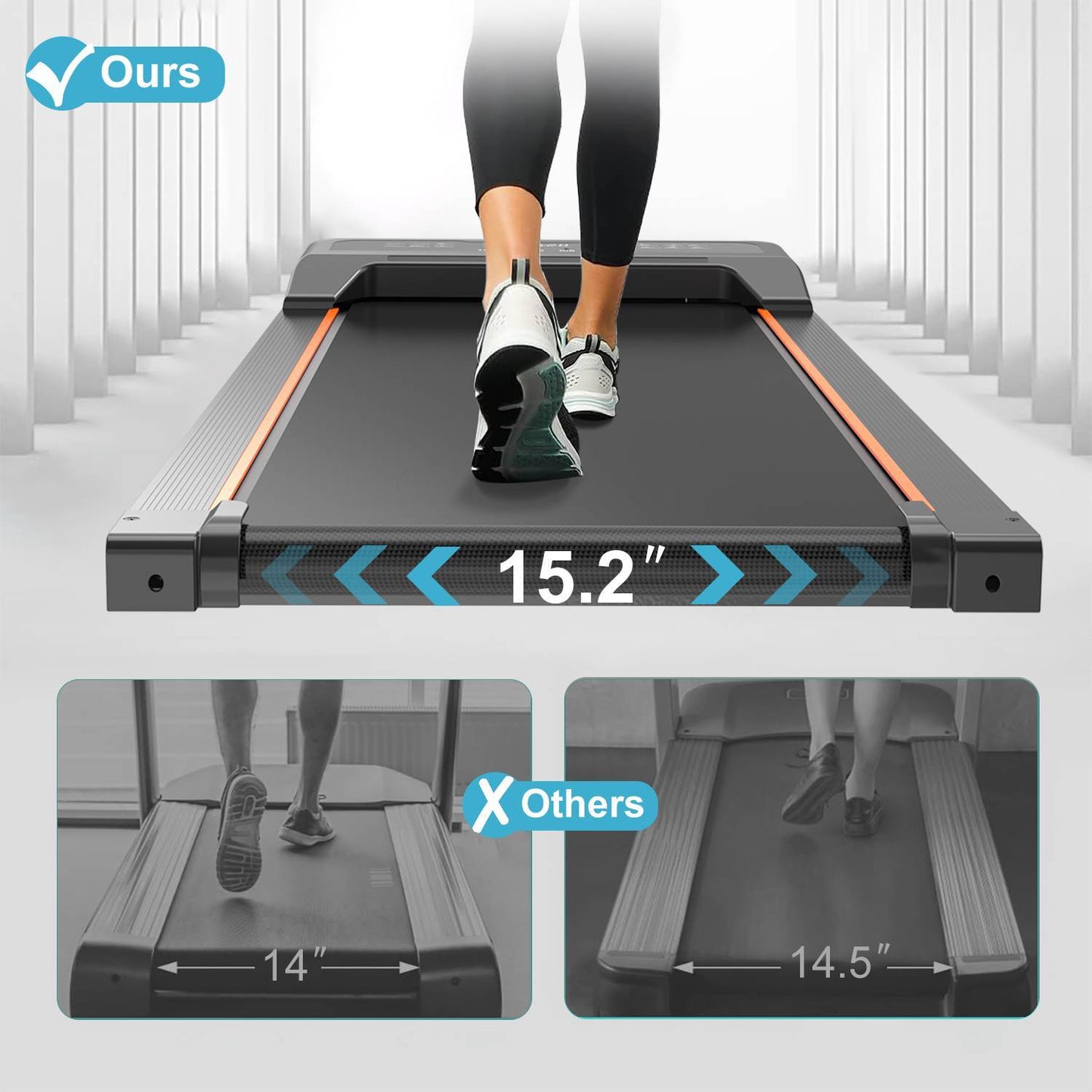 Under Desk Walking Pad Treadmill with LED Display & Remote Control