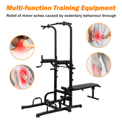 Multi-Function Pull-Up, Dip & Bench Training Tower for Home Fitness
