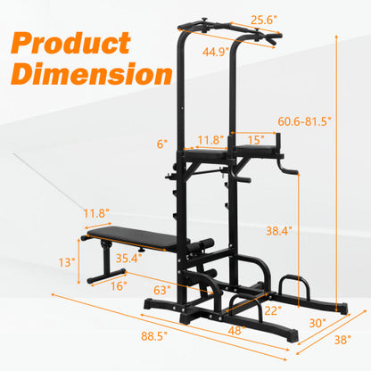 Multi-Function Pull-Up, Dip & Bench Training Tower for Home Fitness