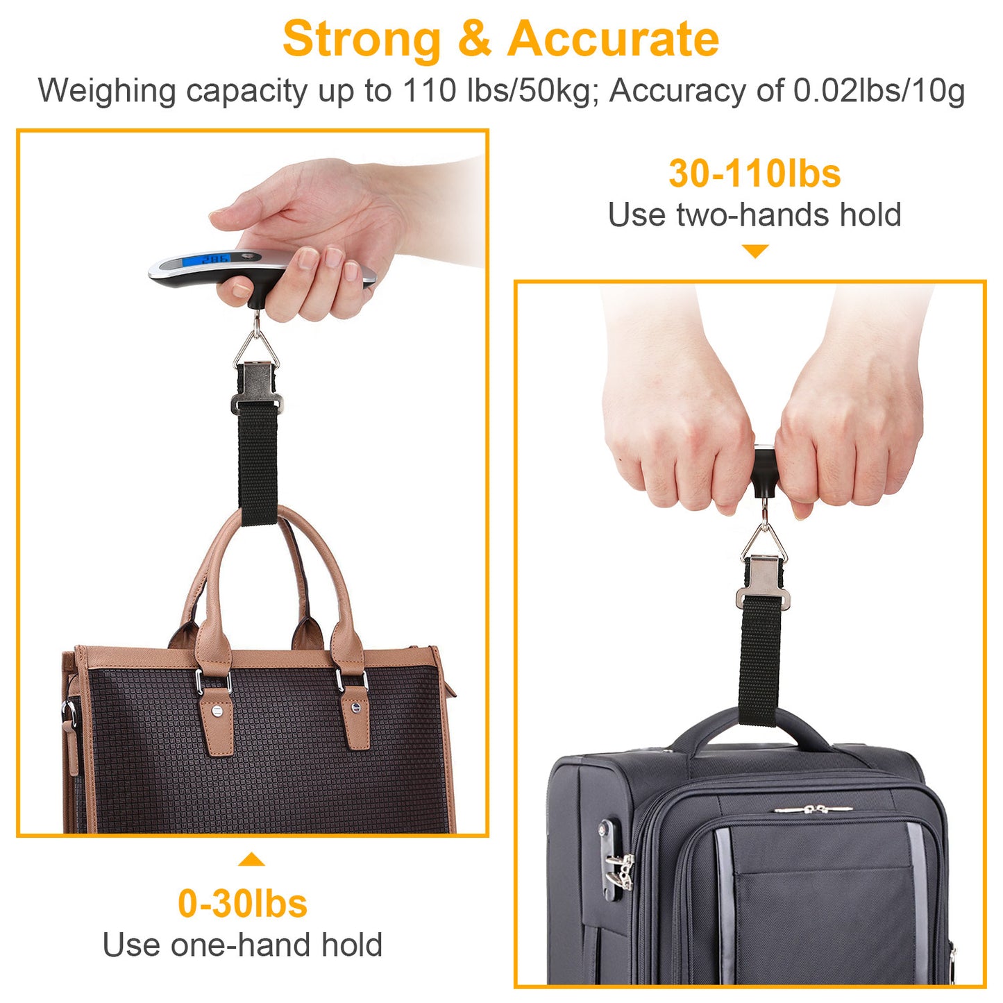 Digital Luggage Scale – 110lbs Capacity with LCD Display