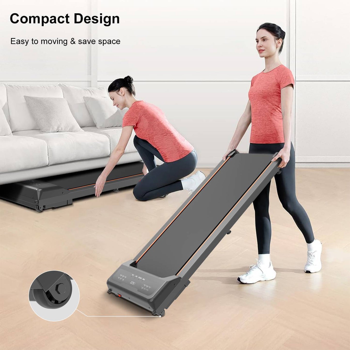 Under Desk Walking Pad Treadmill with LED Display & Remote Control